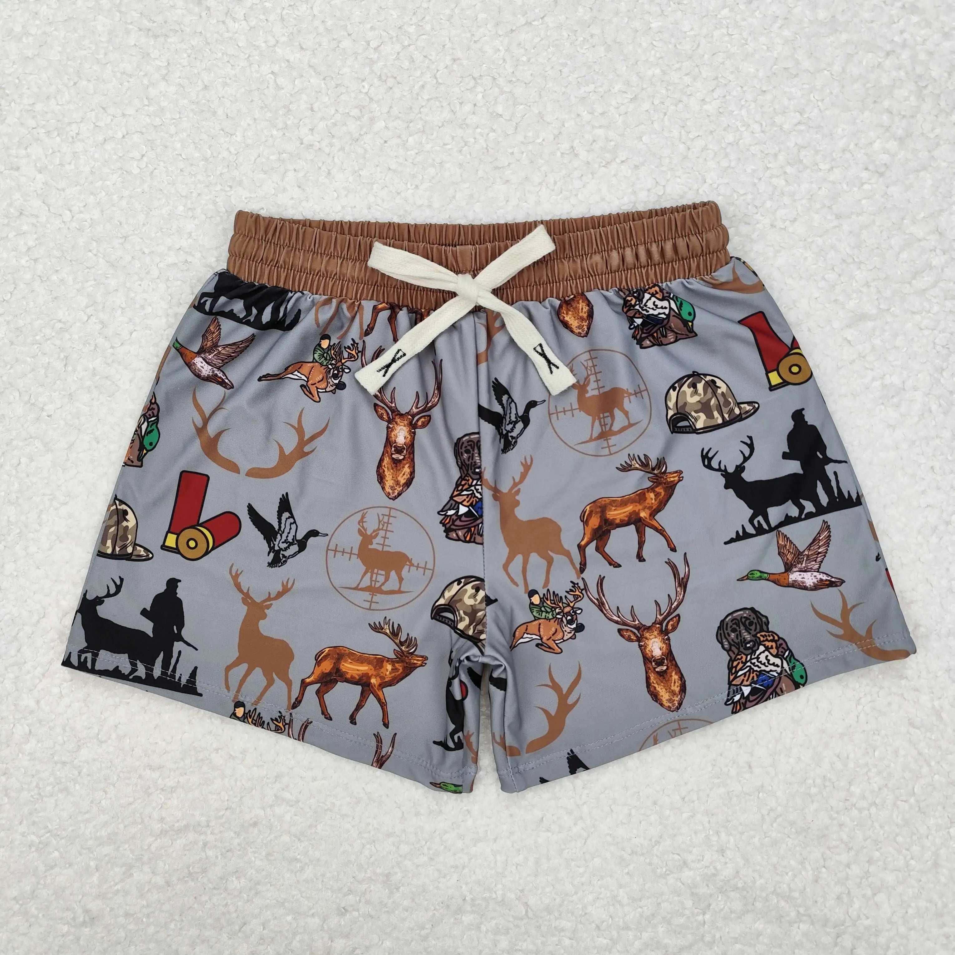 Boys Green Fish Print Boys Summer Swim Trunk