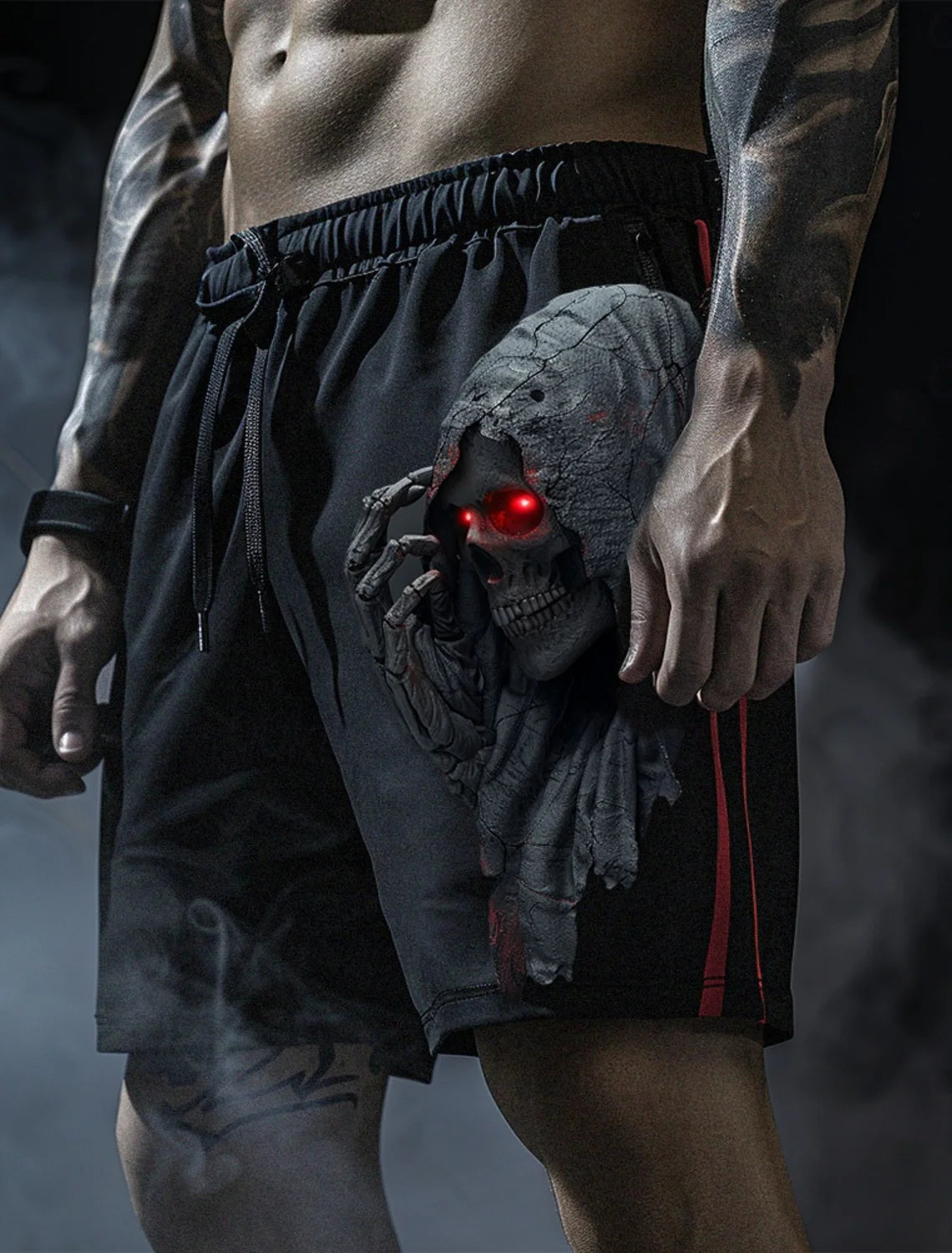 Men's Skull Long Swim Trunks