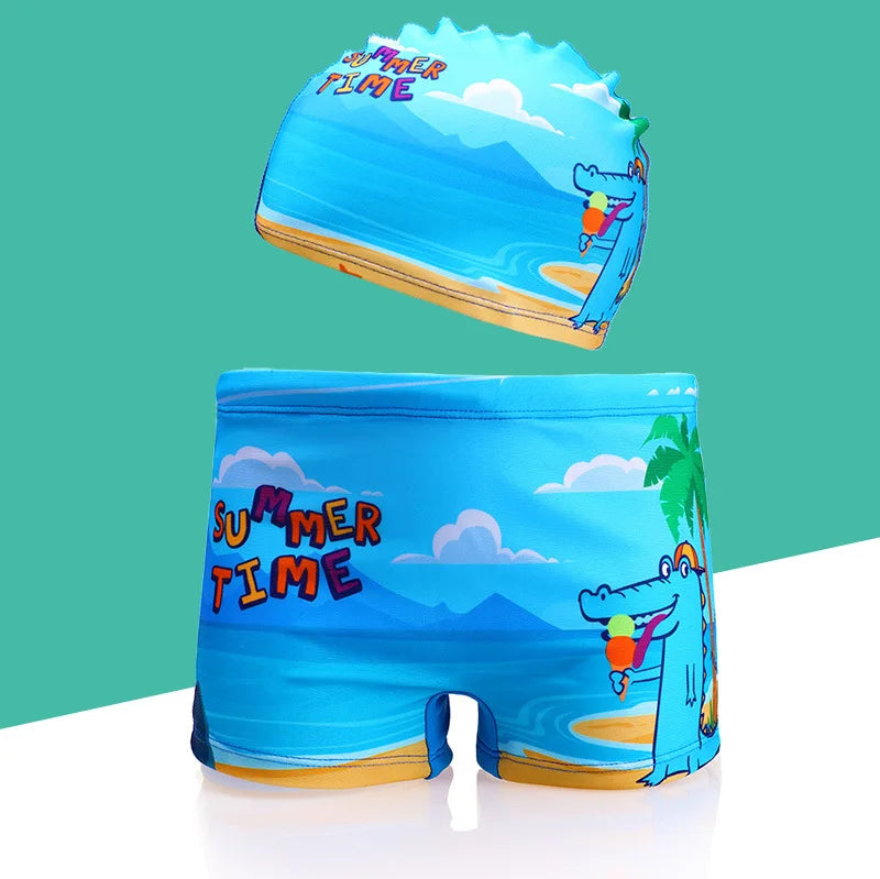 Children Cartoon Shark Swim Trunks