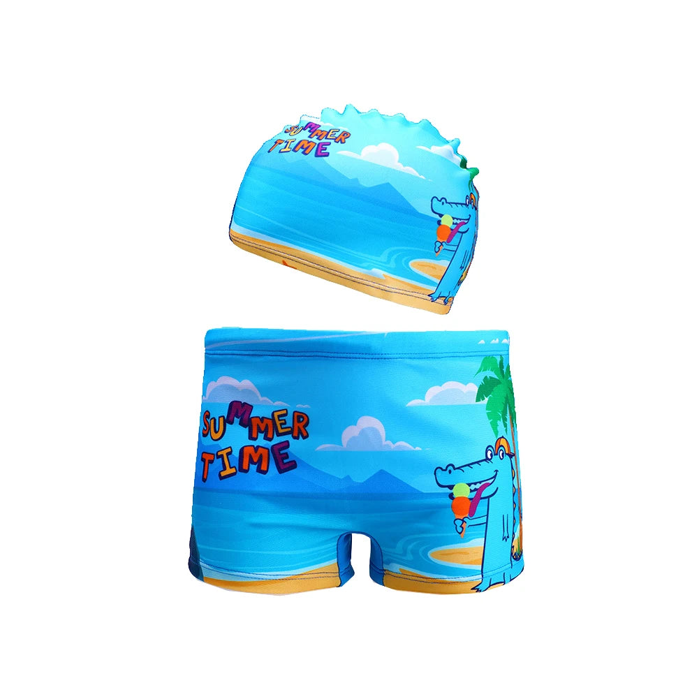 Children Cartoon Shark Swim Trunks