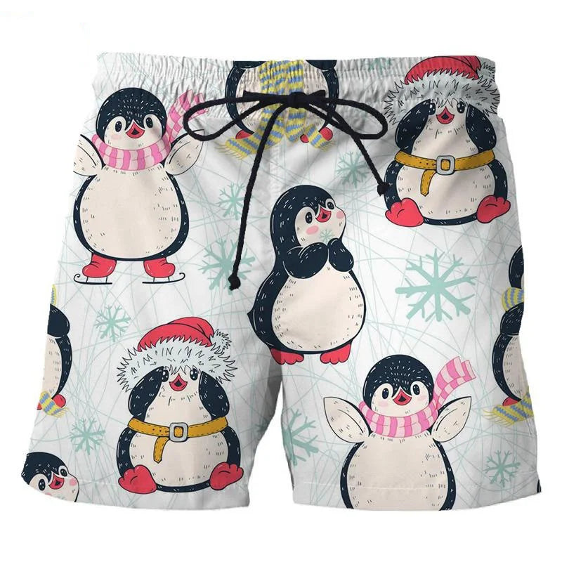 3D Printed Penguin Men's Beach Shorts