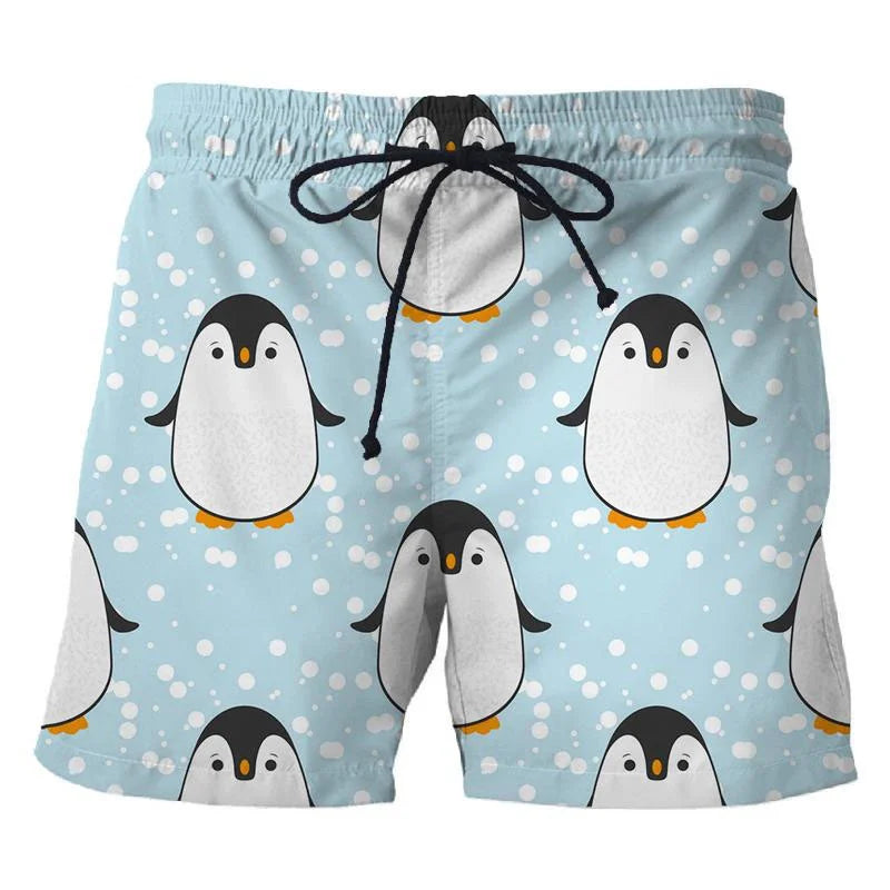 3D Printed Penguin Men's Beach Shorts