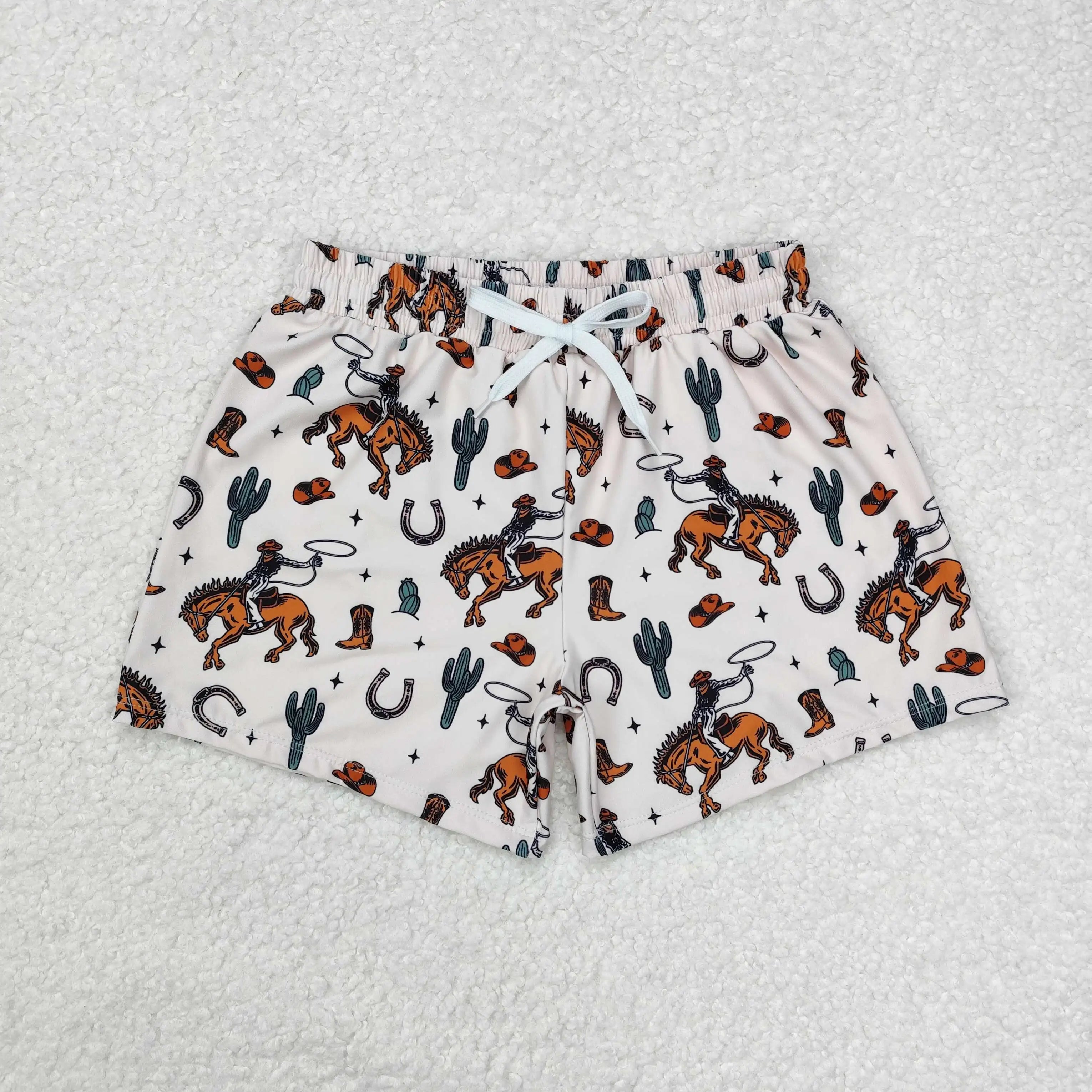 Boys Green Fish Print Boys Summer Swim Trunk