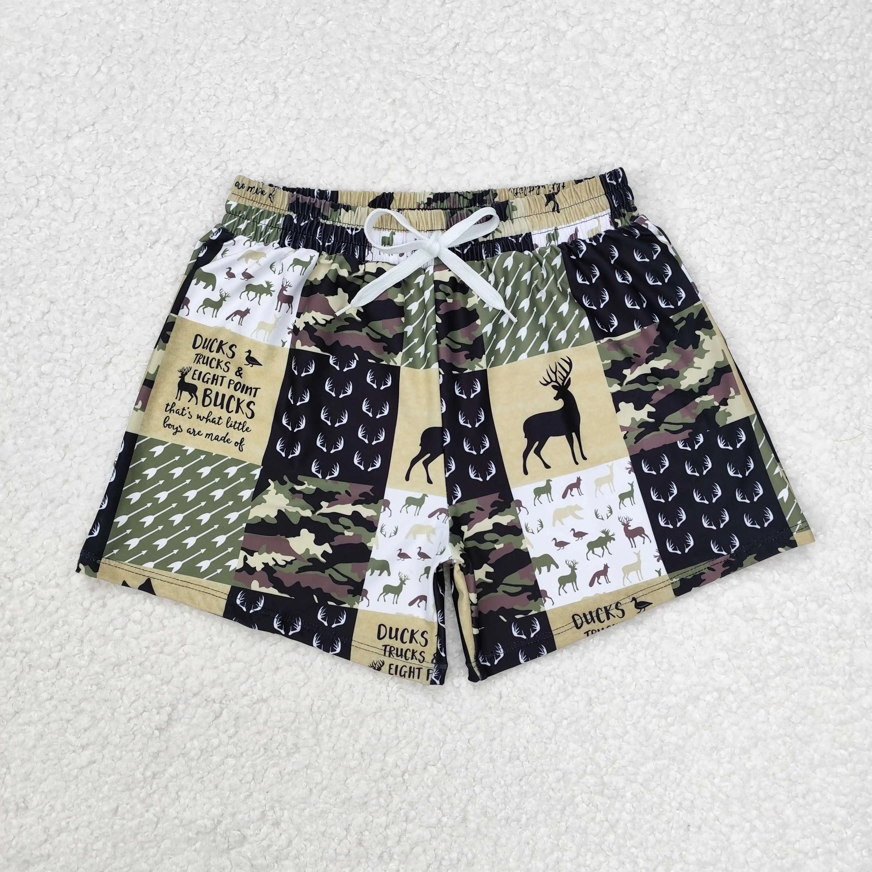 Boys Green Fish Print Boys Summer Swim Trunk