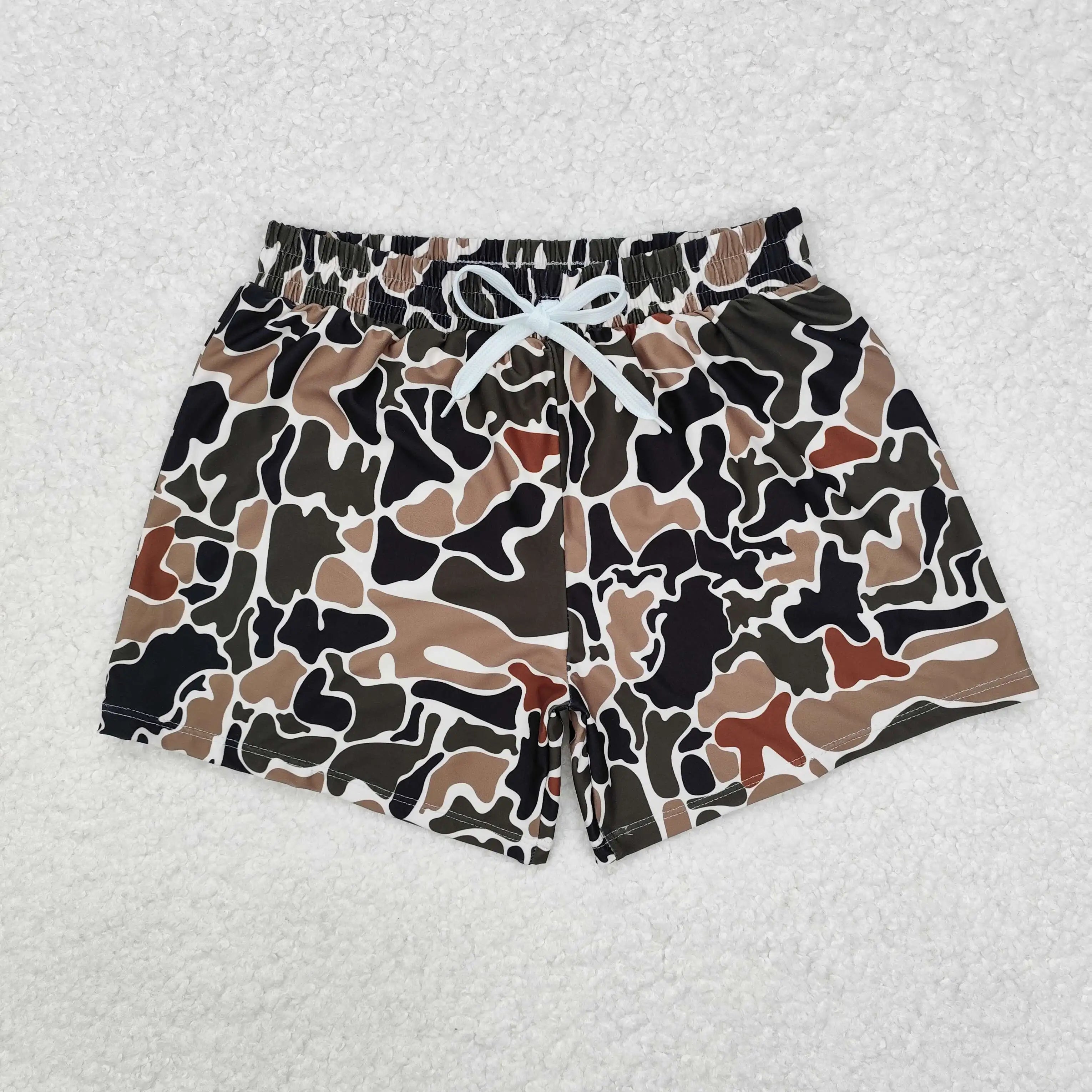 Boys Green Fish Print Boys Summer Swim Trunk