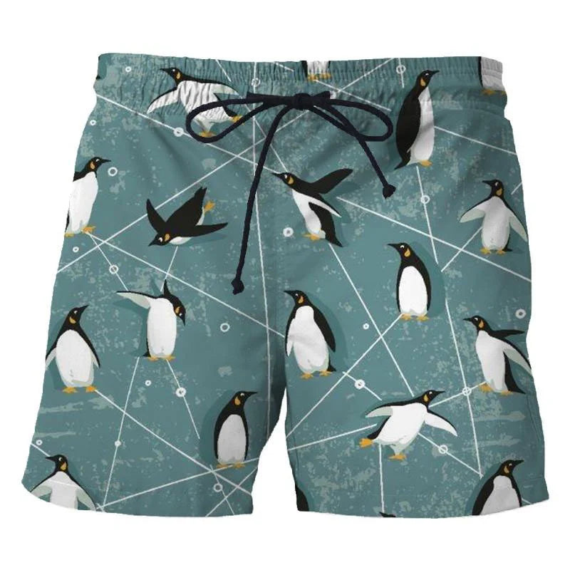 3D Printed Penguin Men's Beach Shorts